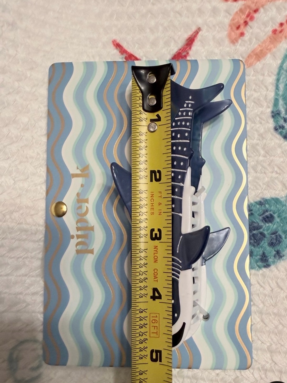 Piper•K Navy Whale Shark Decorative Hair Clip NEW - Picture 6 of 9